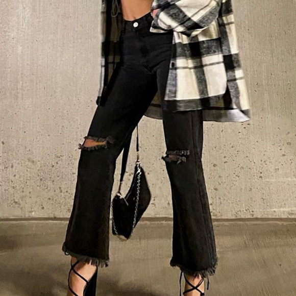 Princess Polly Cece Hammer Wide Leg Knee Rip Jeans size 10 - Picture 2 of 8